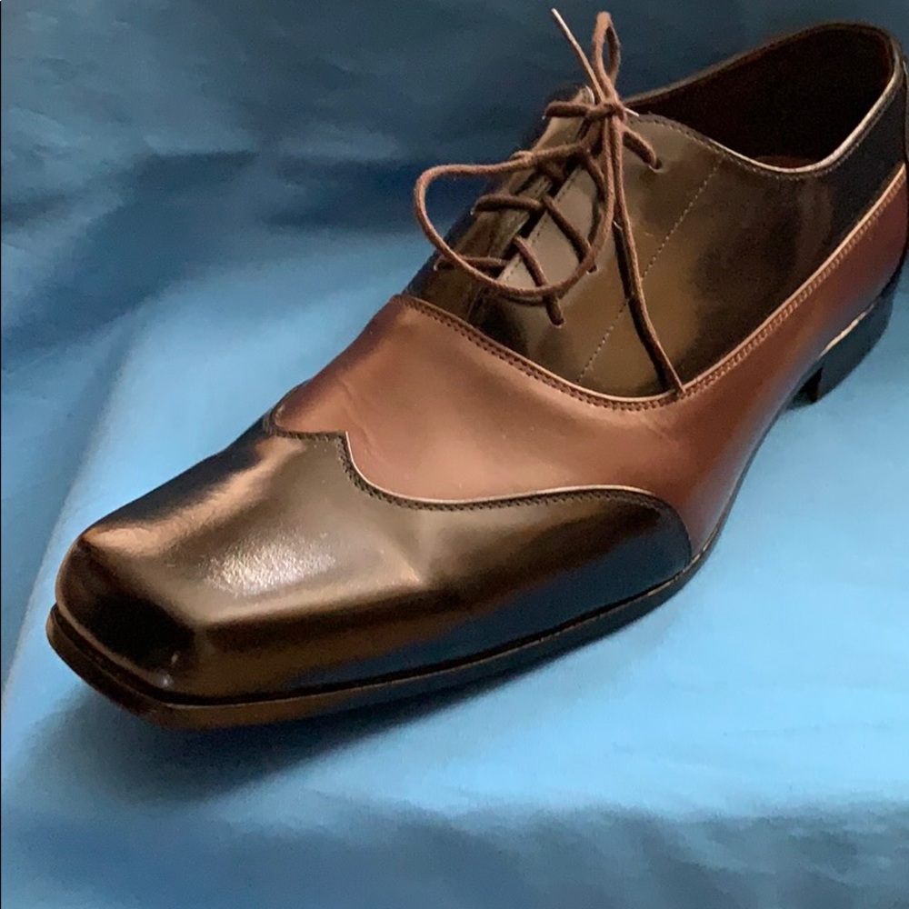 Custom made Square Toe two-tone Leather Shoes